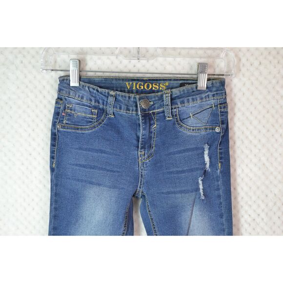 Vigoss The New York Skinny Girls 10 Medium Wash Distressed Jeans - Picture 2 of 15